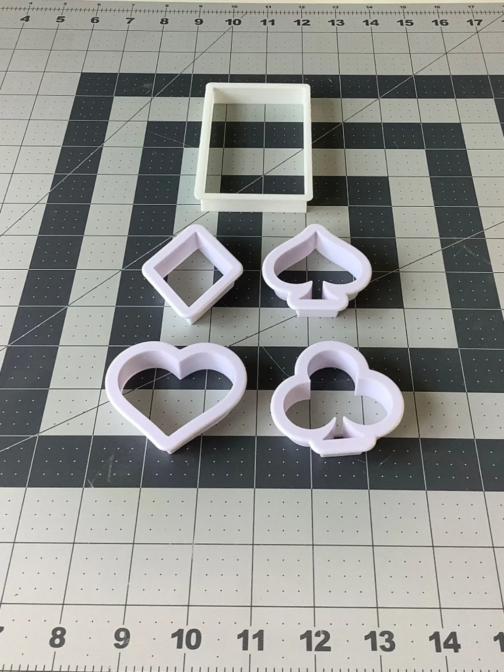 Poker Playing Card Cookie Cutter Set – Rectangle, Heart, Diamond, Club & Spade